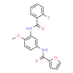ChemSpider 2D Image | N-{3-[(2-Fluorobenzoyl)amino]-4-methoxyphenyl}-2-furamide | C19H15FN2O4