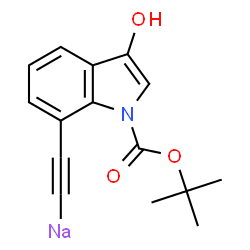 ChemSpider 2D Image | [(3-Hydroxy-1-{[(2-methyl-2-propanyl)oxy]carbonyl}-1H-indol-7-yl)ethynyl]sodium | C15H14NNaO3
