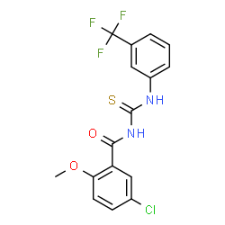 ChemSpider 2D Image | 5-Chloro-2-methoxy-N-{[3-(trifluoromethyl)phenyl]carbamothioyl}benzamide | C16H12ClF3N2O2S