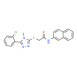 ChemSpider 2D Image | 2-{[5-(2-Chlorophenyl)-4-methyl-4H-1,2,4-triazol-3-yl]sulfanyl}-N-(2-naphthyl)acetamide | C21H17ClN4OS