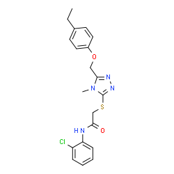 ChemSpider 2D Image | N-(2-Chlorophenyl)-2-({5-[(4-ethylphenoxy)methyl]-4-methyl-4H-1,2,4-triazol-3-yl}sulfanyl)acetamide | C20H21ClN4O2S