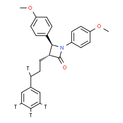 ChemSpider 2D Image | (3R,4S)-1,4-Bis(4-methoxyphenyl)-3-{3-[(3,4,5-~3~H_3_)phenyl](3-~3~H_1_)propyl}-2-azetidinone | C26H23T4NO3