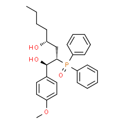 ChemSpider 2D Image | (1R,2S,4R)-2-(Diphenylphosphoryl)-1-(4-methoxyphenyl)-1,4-octanediol | C27H33O4P