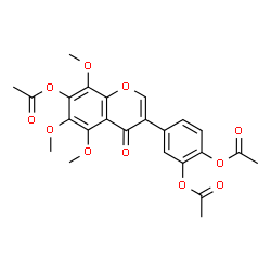 ChemSpider 2D Image | 4-(7-Acetoxy-5,6,8-trimethoxy-4-oxo-4H-chromen-3-yl)-1,2-phenylene diacetate | C24H22O11