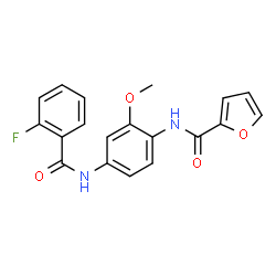 ChemSpider 2D Image | N-{4-[(2-Fluorobenzoyl)amino]-2-methoxyphenyl}-2-furamide | C19H15FN2O4