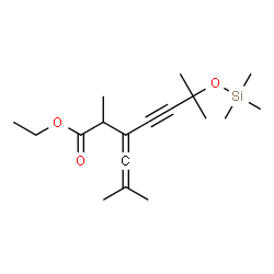 ChemSpider 2D Image | Ethyl 2,6-dimethyl-3-(2-methyl-1-propen-1-ylidene)-6-[(trimethylsilyl)oxy]-4-heptynoate | C18H30O3Si
