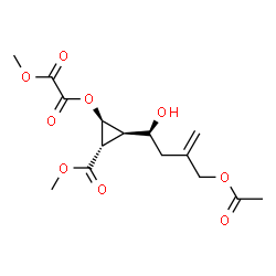 ChemSpider 2D Image | (1S,2R,3S)-2-[(1S)-3-(Acetoxymethyl)-1-hydroxy-3-buten-1-yl]-3-(methoxycarbonyl)cyclopropyl methyl oxalate | C15H20O9