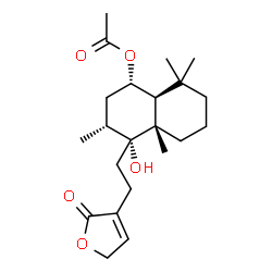 ChemSpider 2D Image | (1S,3R,4R,4aS,8aS)-4-Hydroxy-3,4a,8,8-tetramethyl-4-[2-(2-oxo-2,5-dihydro-3-furanyl)ethyl]decahydro-1-naphthalenyl acetate | C22H34O5
