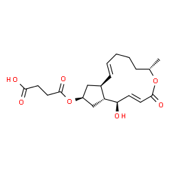 ChemSpider 2D Image | 4-{[(1R,2E,6S,10E,11aS,13S,14aR)-1-Hydroxy-6-methyl-4-oxo-1,6,7,8,9,11a,12,13,14,14a-decahydro-4H-cyclopenta[f]oxacyclotridecin-13-yl]oxy}-4-oxobutanoic acid | C20H28O7