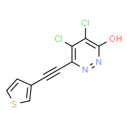 ChemSpider 2D Image | 4,5-Dichloro-6-(3-thienylethynyl)-3-pyridazinol | C10H4Cl2N2OS