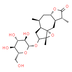 ChemSpider 2D Image | (1aR,3aS,4S,5aS,8R,8aR,9aS)-1a,4,8-Trimethyl-7-oxodecahydro-1aH-oxireno[3,3a]azuleno[6,5-b]furan-2-yl beta-D-glucopyranoside | C21H32O9