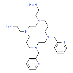 ChemSpider 2D Image | 2,2'-[8,11-Bis(2-pyridinylmethyl)-1,4,8,11-tetraazacyclotetradecane-1,4-diyl]diethanamine | C26H44N8
