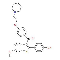 ChemSpider 2D Image | [2-(4-Hydroxyphenyl)-6-methoxy-1-benzothiophen-3-yl]{4-[2-(1-piperidinyl)ethoxy]phenyl}methanone | C29H29NO4S