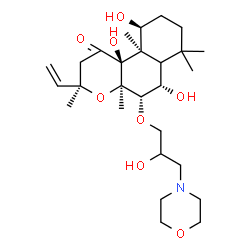 ChemSpider 2D Image | (3R,4aR,5S,6S,10S,10aR,10bS)-6,10,10b-Trihydroxy-5-[2-hydroxy-3-(4-morpholinyl)propoxy]-3,4a,7,7,10a-pentamethyl-3-vinyldodecahydro-1H-benzo[f]chromen-1-one | C27H45NO8