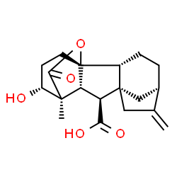 ChemSpider 2D Image | (1R,2R,5R,8R,9S,10R,11S,12R)-12-Hydroxy-11-methyl-6-methylene-16-oxo-15-oxapentacyclo[9.3.2.1~5,8~.0~1,10~.0~2,8~]heptadecane-9-carboxylic acid | C19H24O5