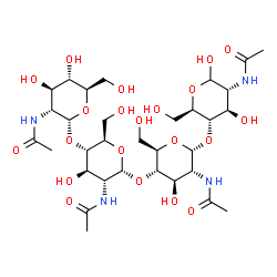ChemSpider 2D Image | 2-Acetamido-2-deoxy-alpha-D-glucopyranosyl-(1->4)-2-acetamido-2-deoxy-alpha-D-glucopyranosyl-(1->4)-2-acetamido-2-deoxy-alpha-D-glucopyranosyl-(1->4)-2-acetamido-2-deoxy-D-glucopyranose | C32H54N4O21