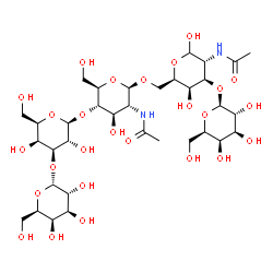 ChemSpider 2D Image | beta-D-Galactopyranosyl-(1->3)-[alpha-D-galactopyranosyl-(1->3)-beta-D-galactopyranosyl-(1->4)-2-acetamido-2-deoxy-beta-D-glucopyranosyl-(1->6)]-2-acetamido-2-deoxy-D-galactopyranose | C34H58N2O26