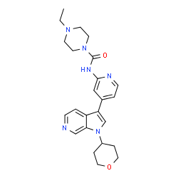 ChemSpider 2D Image | 4-Ethyl-N-{4-[1-(tetrahydro-2H-pyran-4-yl)-1H-pyrrolo[2,3-c]pyridin-3-yl]-2-pyridinyl}-1-piperazinecarboxamide | C24H30N6O2