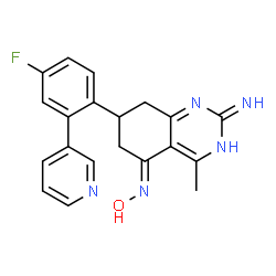 ChemSpider 2D Image | (5E)-7-[4-Fluoro-2-(3-pyridinyl)phenyl]-N~5~-hydroxy-4-methyl-7,8-dihydro-2,5(3H,6H)-quinazolinediimine | C20H18FN5O