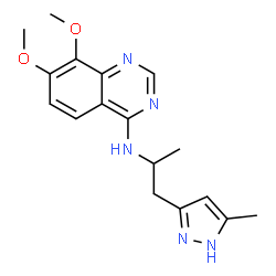 ChemSpider 2D Image | 7,8-Dimethoxy-N-[1-(5-methyl-1H-pyrazol-3-yl)-2-propanyl]-4-quinazolinamine | C17H21N5O2