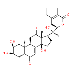 ChemSpider 2D Image | (2beta,3beta,5beta,10alpha,14beta,22R)-2,3,14,20-Tetrahydroxy-22,26-epoxystigmasta-7,24-diene-6,12,26-trione | C29H40O8