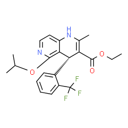 ChemSpider 2D Image | Ethyl (4R)-5-isopropoxy-2-methyl-4-[2-(trifluoromethyl)phenyl]-1,4-dihydro-1,6-naphthyridine-3-carboxylate | C22H23F3N2O3