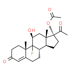 ChemSpider 2D Image | (9xi,11beta)-9-Fluoro-11-hydroxy-3,20-dioxopregn-4-en-17-yl acetate | C23H31FO5