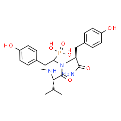 ChemSpider 2D Image | N-Methyl-L-valyl-Nalpha-[2-(4-hydroxyphenyl)-1-phosphonoethyl]-L-tyrosinamide | C23H32N3O7P