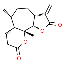 ChemSpider 2D Image | (3aR,6R,6aR,10aR,10bS)-6,10a-Dimethyl-3-methylenedecahydrofuro[3',2':6,7]cyclohepta[1,2-b]pyran-2,9-dione | C15H20O4