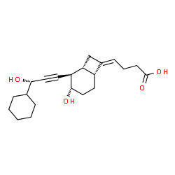 ChemSpider 2D Image | (4Z)-4-{(1R,2R,3S,6R)-2-[(3S)-3-Cyclohexyl-3-hydroxy-1-propyn-1-yl]-3-hydroxybicyclo[4.2.0]oct-7-ylidene}butanoic acid | C21H30O4