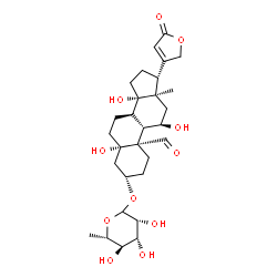ChemSpider 2D Image | (3beta,5beta,11alpha)-3-[(6-Deoxy-L-mannopyranosyl)oxy]-5,11,14-trihydroxy-19-oxocard-20(22)-enolide | C29H42O11