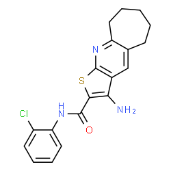 ChemSpider 2D Image | 3-Amino-N-(2-chlorophenyl)-6,7,8,9-tetrahydro-5H-cyclohepta[b]thieno[3,2-e]pyridine-2-carboxamide | C19H18ClN3OS