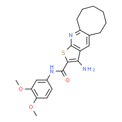 ChemSpider 2D Image | 3-Amino-N-(3,4-dimethoxyphenyl)-5,6,7,8,9,10-hexahydrocycloocta[b]thieno[3,2-e]pyridine-2-carboxamide | C22H25N3O3S