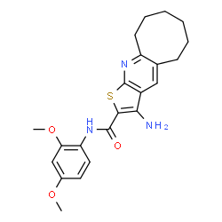 ChemSpider 2D Image | 3-Amino-N-(2,4-dimethoxyphenyl)-5,6,7,8,9,10-hexahydrocycloocta[b]thieno[3,2-e]pyridine-2-carboxamide | C22H25N3O3S