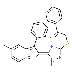 ChemSpider 2D Image | (3E)-3-(5-Methyl-3-phenyl-2H-indol-2-ylidene)-6-phenyl-2,3-dihydro-7H-[1,2,4]triazolo[3,4-b][1,3,4]thiadiazine | C25H19N5S