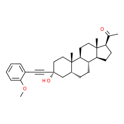 ChemSpider 2D Image | (3alpha,5beta)-3-Hydroxy-3-[(2-methoxyphenyl)ethynyl]pregnan-20-one | C30H40O3