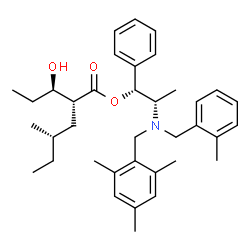 ChemSpider 2D Image | (1R,2S)-2-[(Mesitylmethyl)(2-methylbenzyl)amino]-1-phenylpropyl (2R,4S)-2-[(1R)-1-hydroxypropyl]-4-methylhexanoate | C37H51NO3