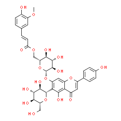 ChemSpider 2D Image | (1S)-1,5-Anhydro-1-[5-hydroxy-7-({6-O-[(2E)-3-(4-hydroxy-3-methoxyphenyl)-2-propenoyl]-beta-D-glucopyranosyl}oxy)-2-(4-hydroxyphenyl)-4-oxo-4H-chromen-6-yl]-D-glucitol | C37H38O18
