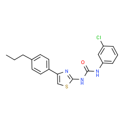 ChemSpider 2D Image | 1-(3-Chlorophenyl)-3-[4-(4-propylphenyl)-1,3-thiazol-2-yl]urea | C19H18ClN3OS