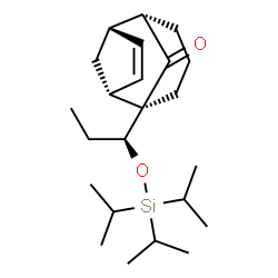 ChemSpider 2D Image | (1R,2R,5S,6S)-1-{(1S)-1-[(Triisopropylsilyl)oxy]propyl}tricyclo[4.3.1.1~2,5~]undec-3-en-10-one | C23H40O2Si