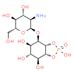 ChemSpider 2D Image | (3aS,4R,5R,6R,7S,7aR)-2,5,6,7-Tetrahydroxy-2-oxidohexahydro-1,3,2-benzodioxaphosphol-4-yl 2-amino-2-deoxy-alpha-D-glucopyranoside | C12H22NO12P