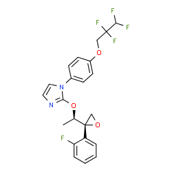 ChemSpider 2D Image | 2-{(1R)-1-[(2S)-2-(2-Fluorophenyl)-2-oxiranyl]ethoxy}-1-[4-(2,2,3,3-tetrafluoropropoxy)phenyl]-1H-imidazole | C22H19F5N2O3