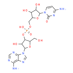 ChemSpider 2D Image | [5-(4-amino-2-oxo-pyrimidin-1-yl)-3,4-dihydroxy-tetrahydrofuran-2-yl]methyl [5-(6-aminopurin-9-yl)-4-hydroxy-2-(hydroxymethyl)tetrahydrofuran-3-yl] hydrogen phosphate | C19H25N8O11P