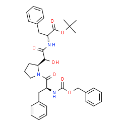 ChemSpider 2D Image | 2-Methyl-2-propanyl N-{(2S)-2-[(2S)-1-{N-[(benzyloxy)carbonyl]-L-phenylalanyl}-2-pyrrolidinyl]-2-hydroxyacetyl}-D-phenylalaninate | C36H43N3O7