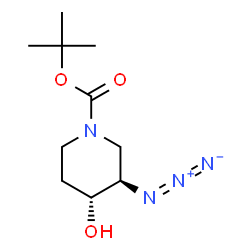 ChemSpider 2D Image | 2-Methyl-2-propanyl (3R,4R)-3-azido-4-hydroxy-1-piperidinecarboxylate | C10H18N4O3