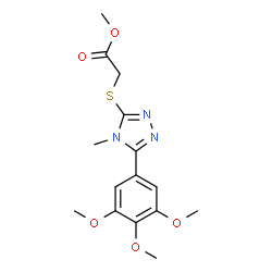 ChemSpider 2D Image | Methyl {[4-methyl-5-(3,4,5-trimethoxyphenyl)-4H-1,2,4-triazol-3-yl]sulfanyl}acetate | C15H19N3O5S