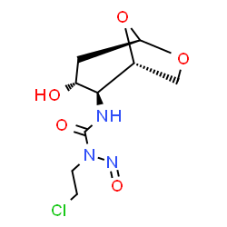 ChemSpider 2D Image | 1-(2-Chloroethyl)-3-[(1S,2S,3R,5R)-3-hydroxy-6,8-dioxabicyclo[3.2.1]oct-2-yl]-1-nitrosourea | C9H14ClN3O5