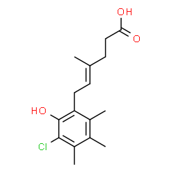 ChemSpider 2D Image | (4E)-6-(3-Chloro-2-hydroxy-4,5,6-trimethylphenyl)-4-methyl-4-hexenoic acid | C16H21ClO3