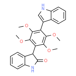ChemSpider 2D Image | 3-[4-(1H-Indol-3-yl)-2,3,5,6-tetramethoxyphenyl]-1,3-dihydro-2H-indol-2-one | C26H24N2O5