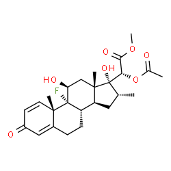 ChemSpider 2D Image | Methyl (11beta,16alpha,20R)-20-acetoxy-9-fluoro-11,17-dihydroxy-16-methyl-3-oxopregna-1,4-dien-21-oate | C25H33FO7